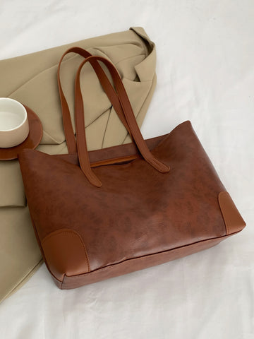 PU Leather Medium Tote Bag - Fashiofinesse